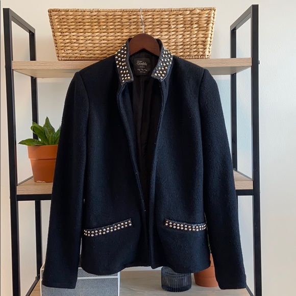Zara Jackets & Blazers - Zara Trafaluc Boiled Wool Studded Collar Blazer, M